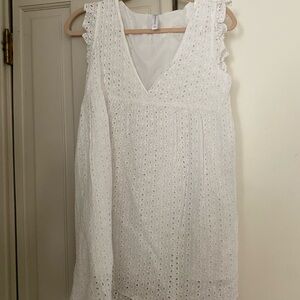 White Eyelet Sleeveless Dress